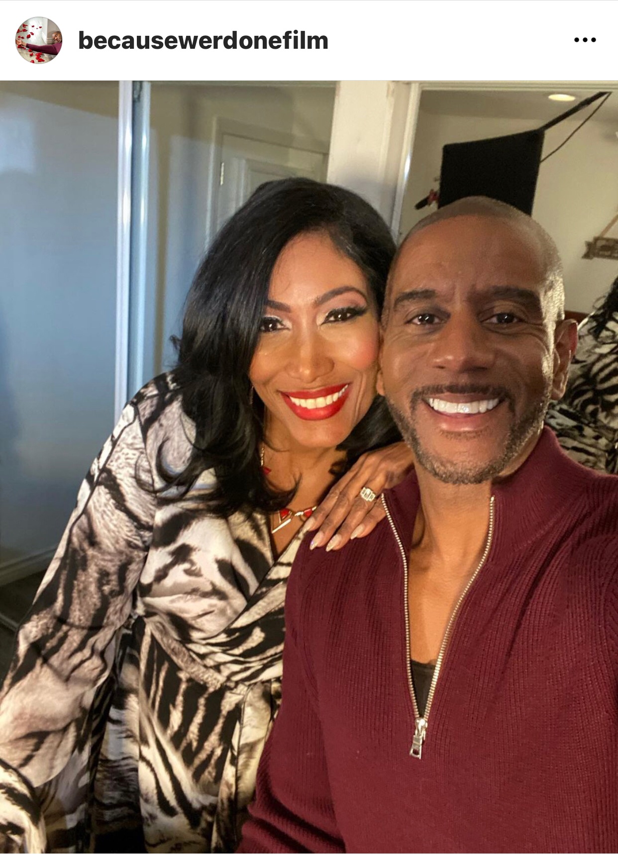 Trisha Mann-Grant with co-star on set